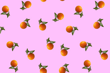 Nahtlos- Muster von Orangen auf pinkem Hintergrund