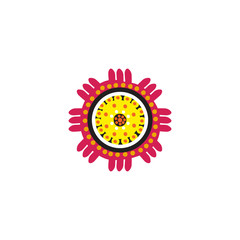 Aboriginal art dots painting icon logo design vector illustration template