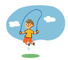 縄跳びをする男の子