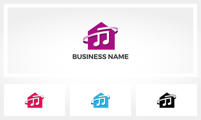 Musical Note With A House Behind It Logo