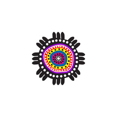 Aboriginal art dots painting icon logo design vector illustration template