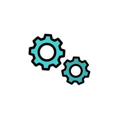 Two gears simple vector isolated drawing . Settings or Properties menu icon.