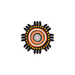 Aboriginal art dots painting icon logo design vector illustration template