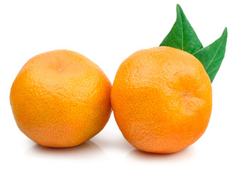 Tangerine and slices isolated on a white background.