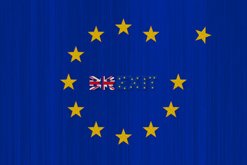 European Union Blue Flag With Yellow Stars and Brexit Text