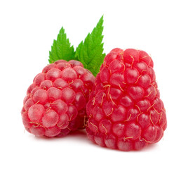 Raspberries isolated on white. Macro