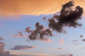Storm rain clouds. Gray cloud in the sky.