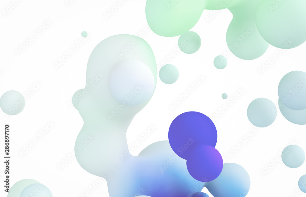 Aufkleber abstract colorful 3d art background. holographic floating liquid blobs, soap bubbles, metaballs.