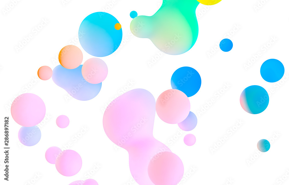 Leinwandbilder abstract colorful 3d art background. holographic floating liquid blobs, soap bubbles, metaballs.