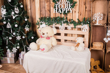 christmas decoration. interior of the room. room decoration for new year and Christmas. photo Studio for the new year.