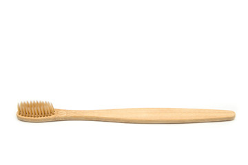 Bamboo toothbrush isolated on the white background