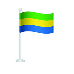 Gabon  flag. National flag of Gabon  on pole vector 