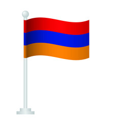 Armenia flag. National flag of Armenia on pole vector 