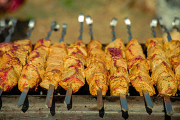 barbecue chicken meat on a grill outdoor cooking picnic food concept picture 