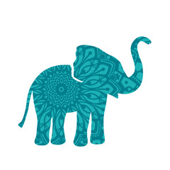 Elephant Filled with Mandala Pattern. Vector