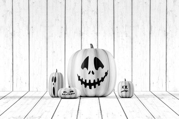 Decorative White Pumpkins for Halloween. 3d illustration