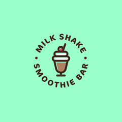 Milk shake and smoothie bar logo. Sweet beverages emblem. Yummy milk shake.