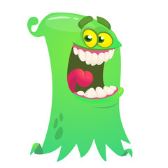 Happy cartoon flying monster. Vector illustration of funny ghost character. Halloween design