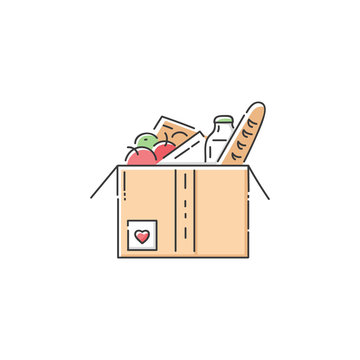 Food Donation Cardboard Box Icon