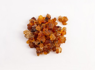 a group of peach gum on white background