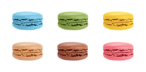 Foto op Canvas Set of macaron cookies isolated on white © breakingthewalls