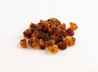 a group of peach gum on white background