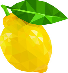 Low poly vector lemon with leaf