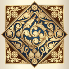 Golden ornate vintage decorative card