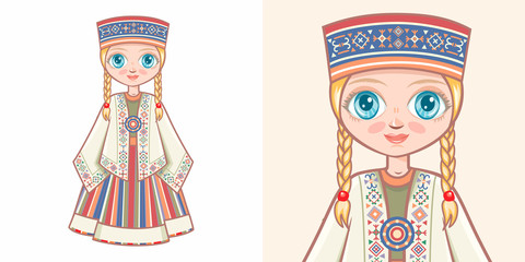 Latvian girl in national costume