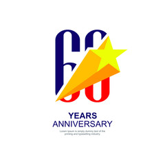 60 Year Anniversary with Star Rising Vector Template Design Illustration