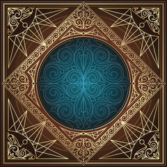 Golden ornate art deco vintage card