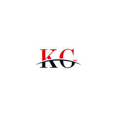 Initial letter KG, overlapping movement swoosh horizon logo company design inspiration in red and dark blue color vector