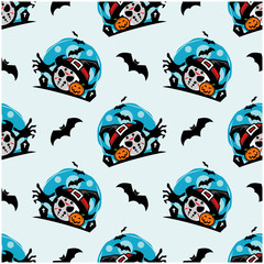 seamless pattern halloween hockey mask theme vector