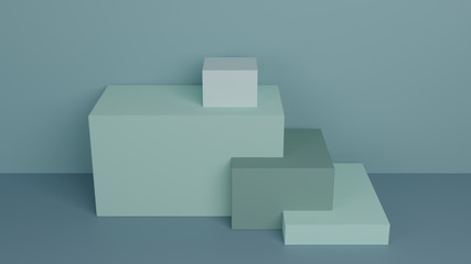 Background green boxes 3D render