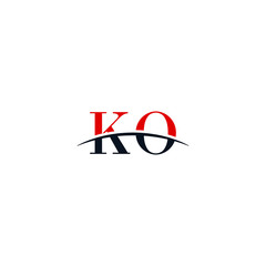 Initial letter KO, overlapping movement swoosh horizon logo company design inspiration in red and dark blue color vector