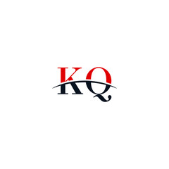 Initial letter KQ, overlapping movement swoosh horizon logo company design inspiration in red and dark blue color vector