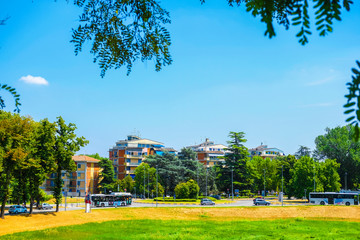 Obraz premium Ferrara; Italy - July, 7, 2019: traffic in Ferrara, Italy