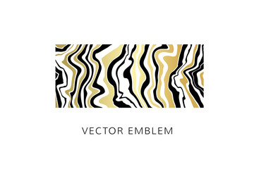Luxury marble emblem. Vector illustration with golden stylish stripe label and light texture.