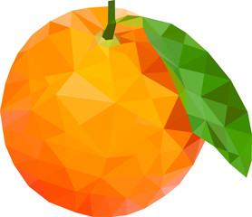 low poly orange, polygon orange on white background