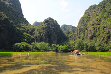 The view during the boat trip down Tam Coc River