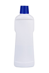 White plastic liquid detergent bottle isolated on white. With clipping path