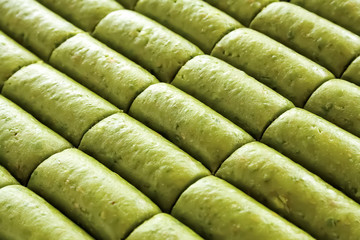 turkish pistachio paste rolls baklava dessert