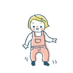よちよち歩きの赤ちゃん　ピンク