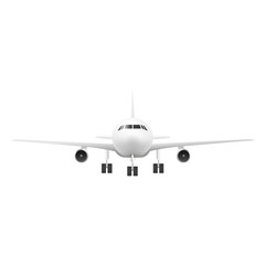 Naklejka na ściany i meble Realistic airplane front view mockup - white isolated modern plane