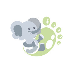 cute elephant baby and footprint decoration
