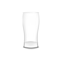 Empty beer glass isolated on white background, alcohol mug with curvy shape