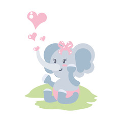 cute female elephant baby with hearts love