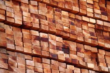 Side of a pile of wooden slats