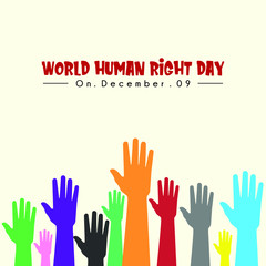 World Human Right Day with colorful hands up