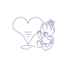 cute baby girl with heart love